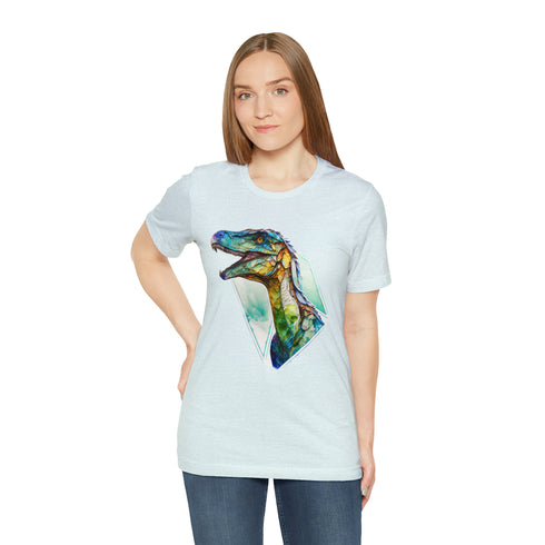 Stained Glass Velociraptor - Short Sleeve Tee